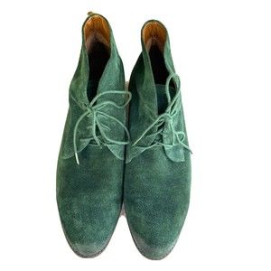 Franco Sarto Women's Size 12 Lace Up Suede Leather Ankle Boot Green